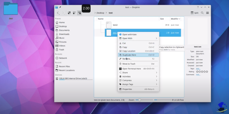 KDE and play with files on Dolphin