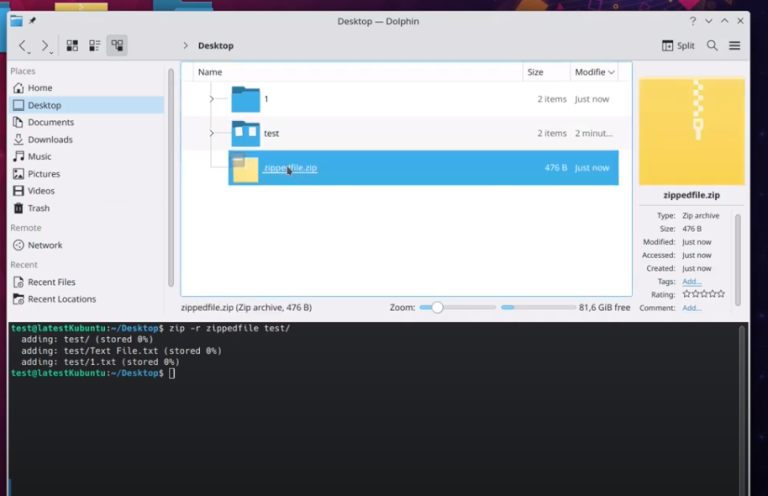 Ubuntu & KDE how to zip and unzip files