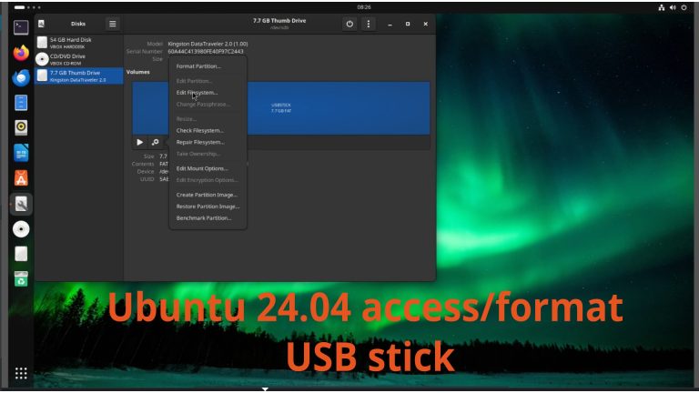When I need to access/format a USB stick in Ubuntu 24.04