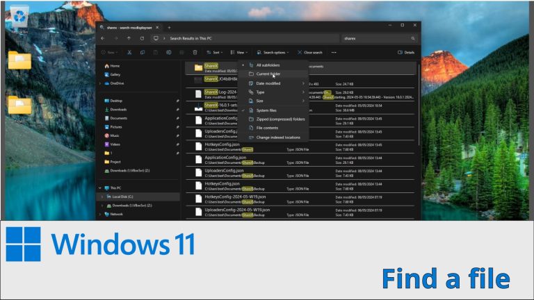 When I need to find/search a file in KDE