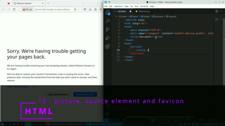 HTML 10 💻 picture, source element and favicon