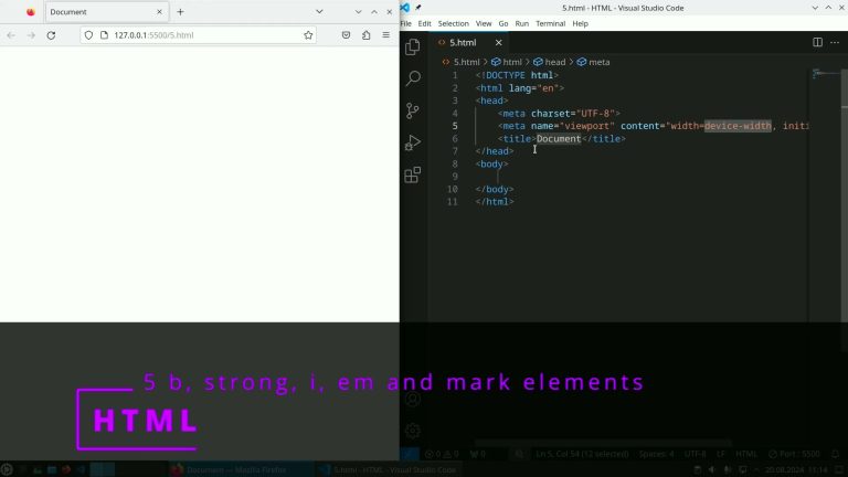 HTML 5  💻 b, strong, i, em, mark elements