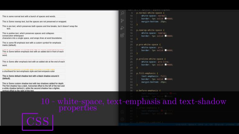 CSS 10 💻 white space, text emphasis and text shadow properties
