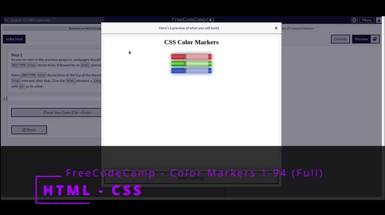 FreeCodeCamp 🌐 Responsive Web Design 🌐 Colored Markers 1-94 full