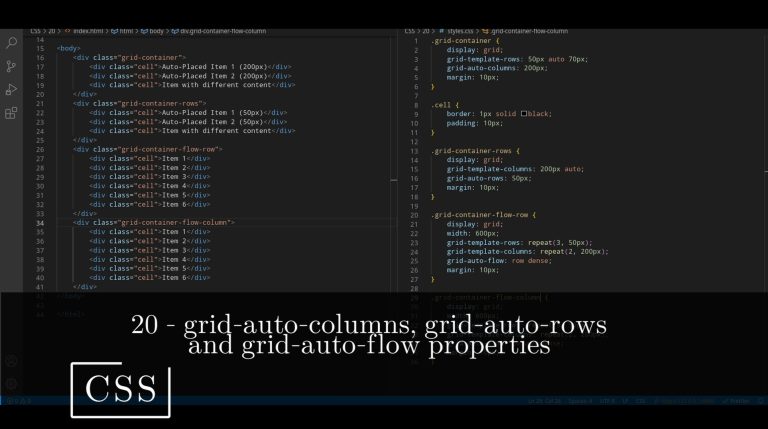 CSS 20 💻 grid-auto-columns, grid-auto-rows and grid-auto-flow properties