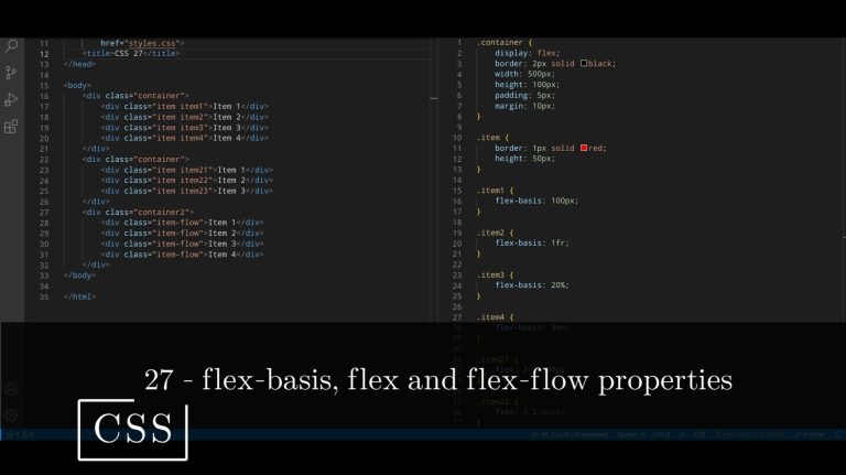 CSS 27 💻 flex-basis, flex and flex-flow properties