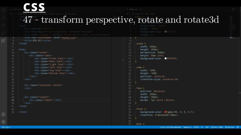 CSS 47 💻 transform perspective, rotate and rotate3d