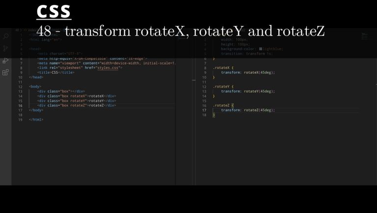 CSS 48 💻 transform rotateX, rotateY and rotateZ