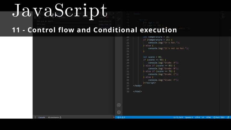 JavaScript 11 🧬 Control flow and Conditional execution