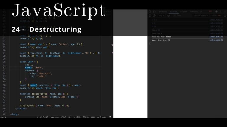 JavaScript 24 🧬 Destructuring