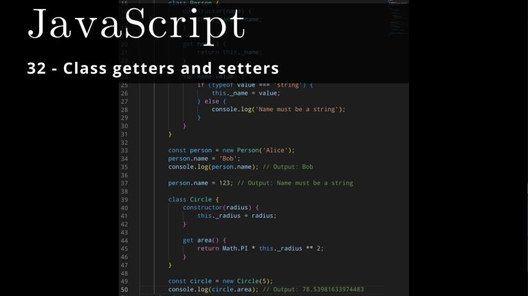 JavaScript 32 🧬 Class getters and setters