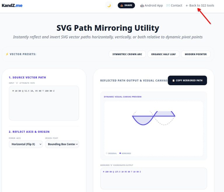 Free SVG Path Mirroring Utility