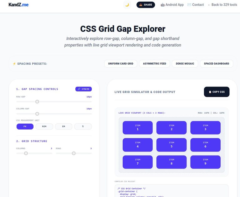 CSS Grid Gap Explorer