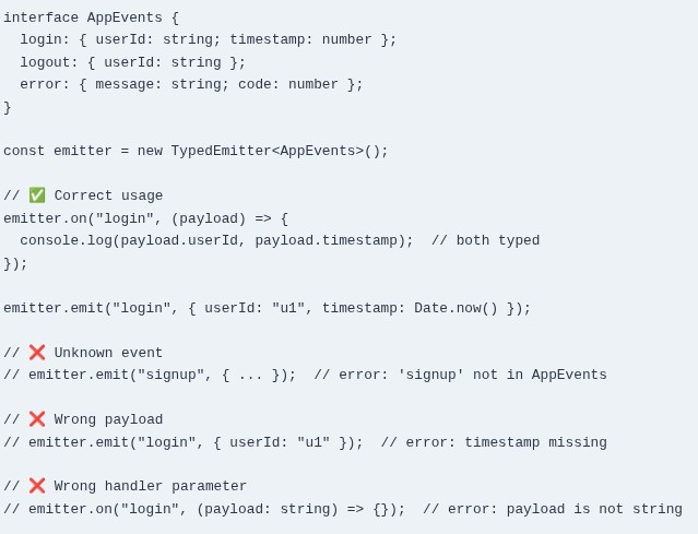 TypeScript 50 🔷 Type-Safe Event Emitters