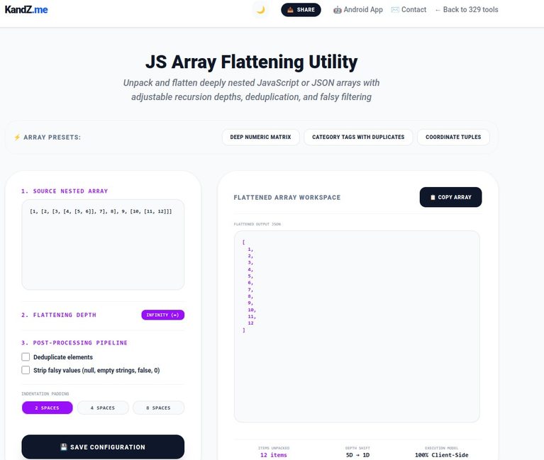 Free JS Array Flattening Utility