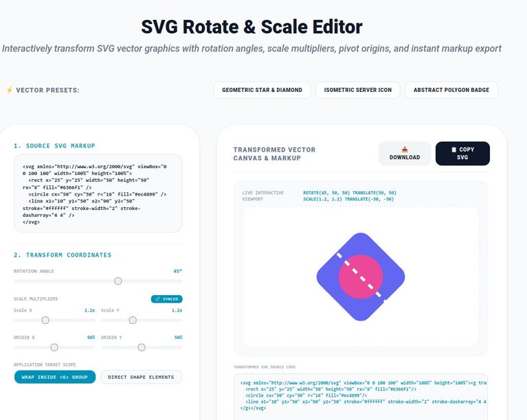 Free SVG Rotate & Scale Editor