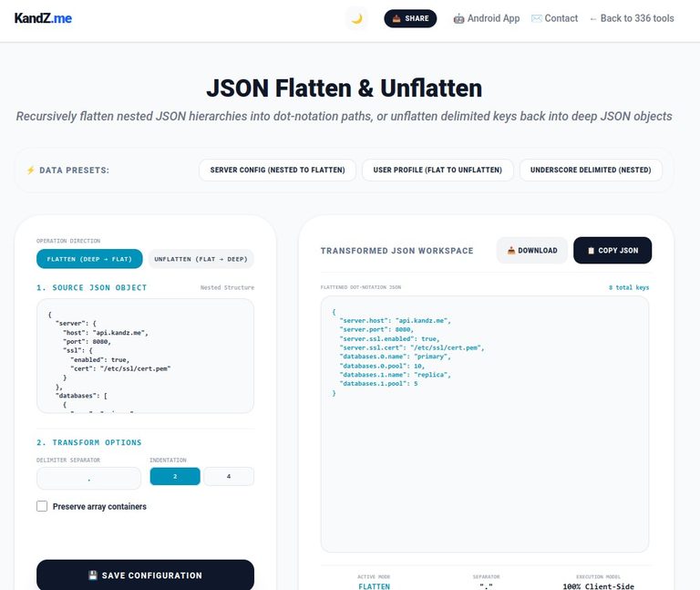 Free JSON Flatten & Unflatten Tool