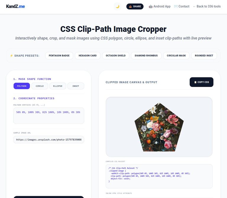 Free CSS Clip-Path Image Cropper