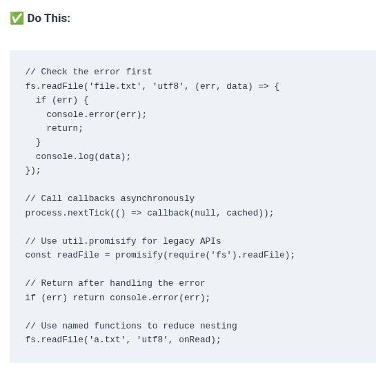 Node.js 13 🟢 Legacy Callback Patterns and Error-First Conventions