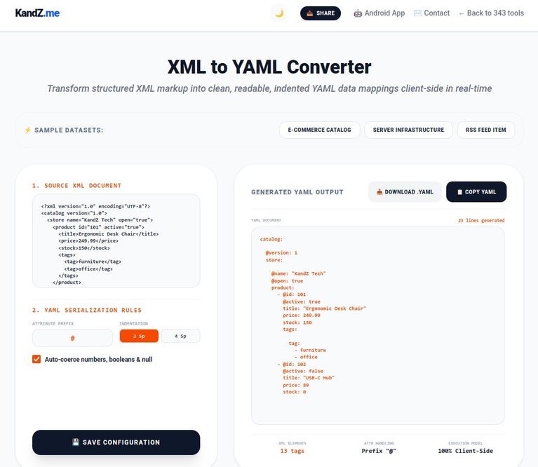 Free XML to YAML Converter