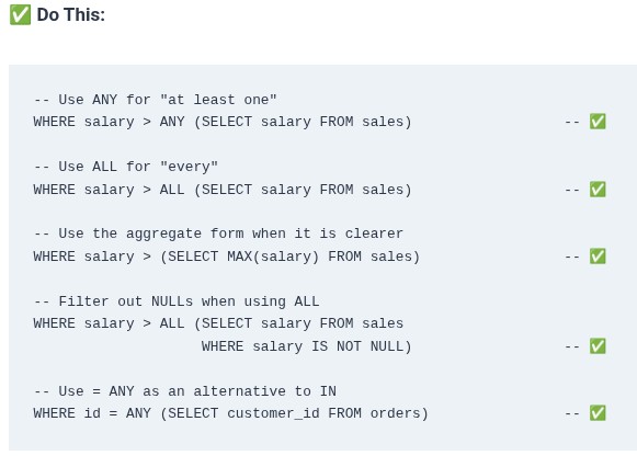 SQL 47 🛢️ Subquery Operators: ANY, SOME, and ALL