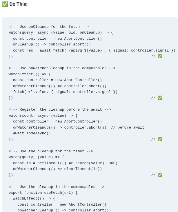 Vue.js 25 🟢 Cleaning Up Side Effects with onWatcherCleanup()