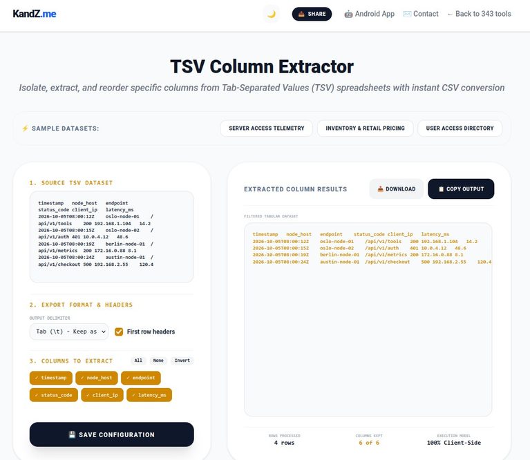 Free TSV Column Extractor