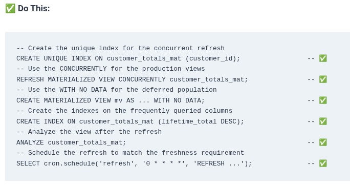 SQL 67 🛢️ Materialized Views and Refresh Strategies