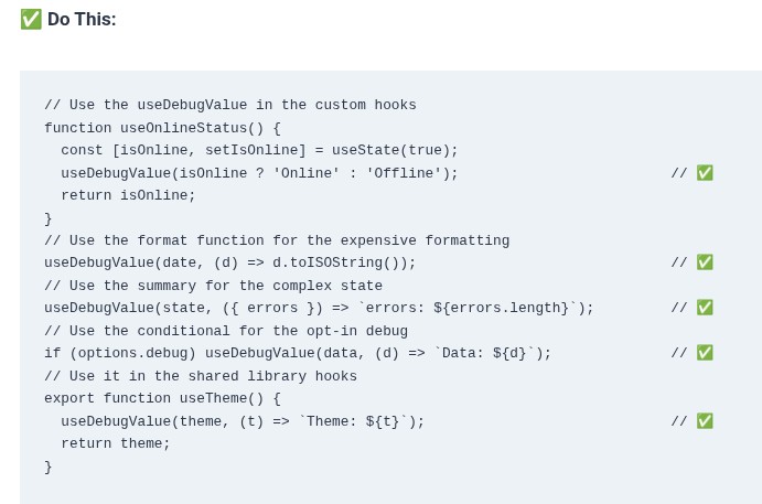 React 49 ⚛️ Custom Hook Debug Labels with useDebugValue