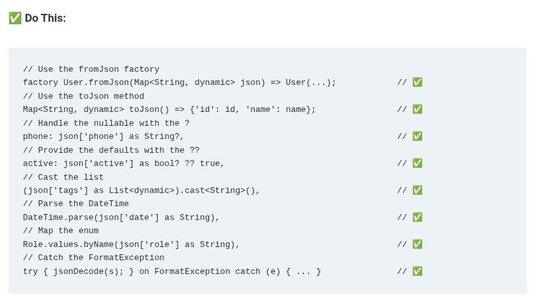 Dart 47 🎯 JSON Serialization and Deserialization using dart:convert