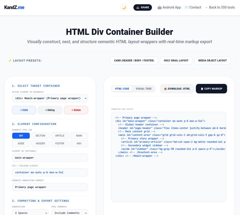 Free HTML Div Container Builder