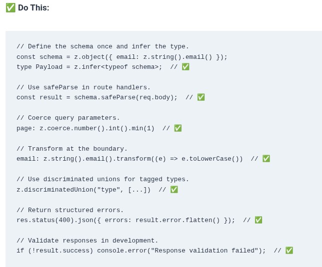 Node.js 55 🟢 Runtime Input Validation and Sanitization with Zod