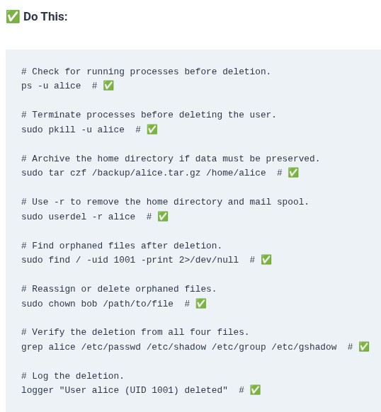 LFCS 33 🐧 Deleting Users and Groups