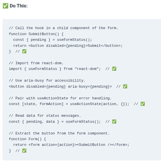 React 56 ⚛️ Form Pending Status with useFormStatus