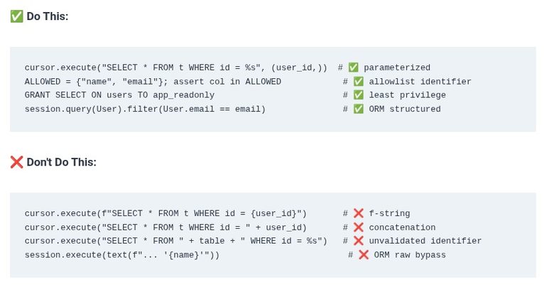 SQL 92 🛢️ Preventing SQL Injection Vulnerabilities