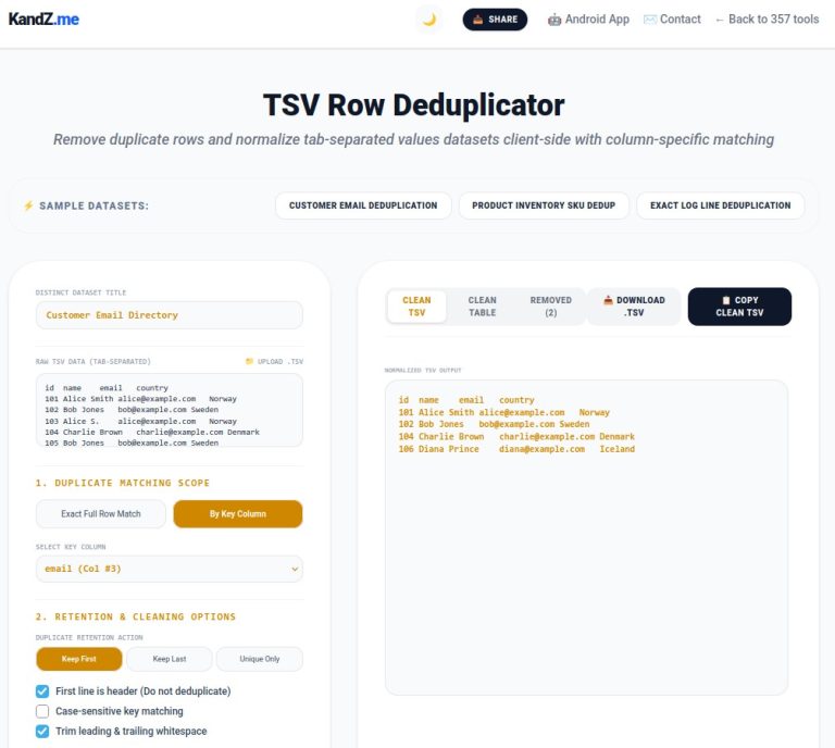 Free TSV Row Deduplicator