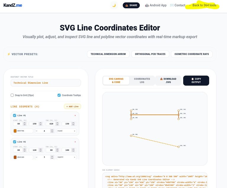 Free SVG Line Coordinates Editor